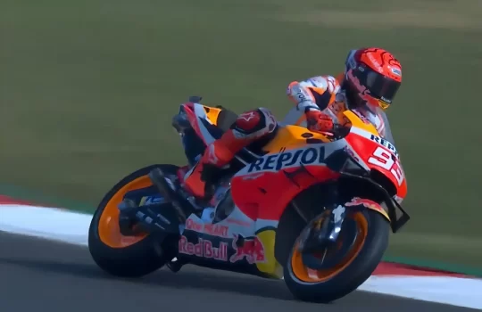 Marc Marquez riding the Repsol Honda RC213V motorcycle during the 2021 MotoGP season.