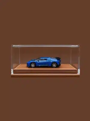 Clear Acrylic 1:64 Scale Model Car Display Case Box with Brown PU Leather Base