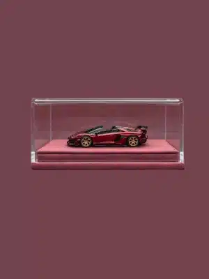 Clear Acrylic 1:64 Scale Model Car Display Case with Red High-grade Suede Base