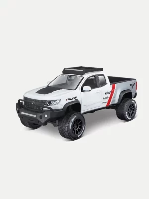 Maisto 2017 Chevrolet Colorado ZR2 Pickup Truck “Falken Tires Livery” 1:27 Scale Diecast Model Car, White & Silver