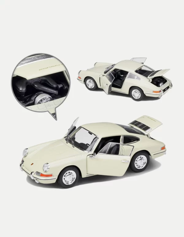 WELLY 1:24 Scale1964 Porsche 911 Diecast Model Car in Classic Cream White with Exquisite Interior