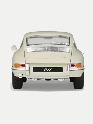 1:24 scale diecast model car of a 1964 Porsche 911 by Welly in classic cream white, showing rear end detail.