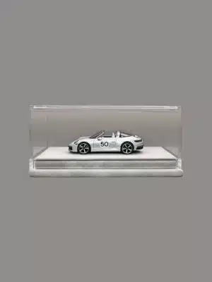 Clear Acrylic 1:64 Scale Model Car Display Case with Grey Faux Suede Base