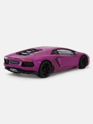 Welly FX 1:18 Lamborghini Aventador LP700-4 Diecast Model Car - Matte Purple, Rear Three-Quarter View