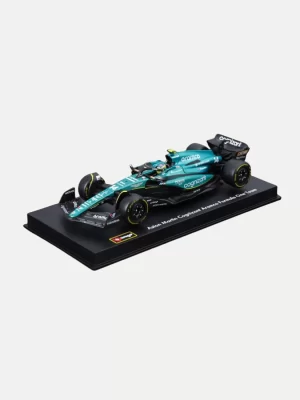 Bburago 1:43 Aston Martin AMR23 #14 Fernando Alonso 2023 F1 Model Car - Collector's Edition with Driver Figure & Display Case