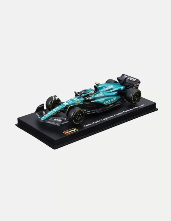 Bburago 1:43 Aston Martin AMR23 #14 Fernando Alonso 2023 F1 Model Car - Collector's Edition with Driver Figure & Display Case