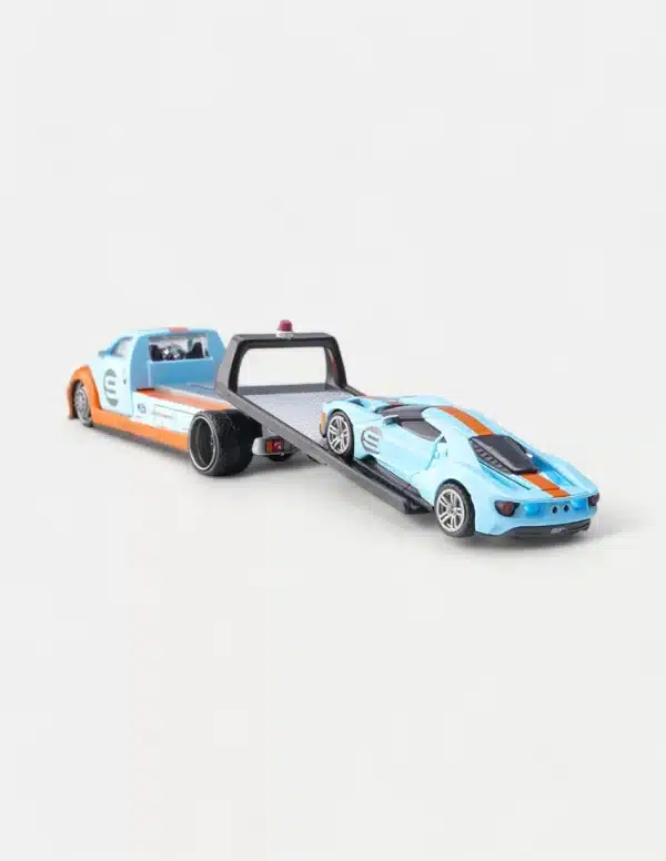 Maisto 1:64 Diecast Model Car Set With 2019 Ford GT #9 Heritage Edition & Flatbed - Tribute to Le Mans(Gulf Livery)