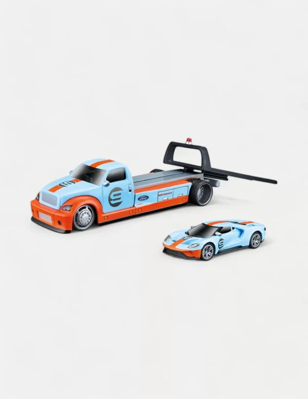 Maisto 1:64 Diecast Model Car Set With 2019 Ford GT #9 Heritage Edition & Flatbed - Tribute to Le Mans(Gulf Livery)