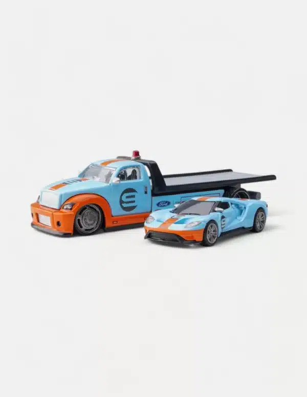 Maisto 1:64 Diecast Model Car Set With 2019 Ford GT #9 Heritage Edition & Flatbed - Tribute to Le Mans(Gulf Livery)