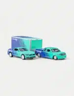 Maisto 1:64 Diecast Model Car Set With Ford F-150 Pickup Truck & Mustang GT & Enclosed Trailer - Falken Tires Livery