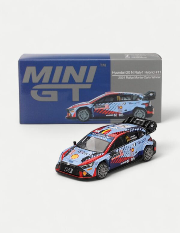 MINI GT 1:64 Hyundai i20 N Rally1 Hybrid #11 2024 Monte-Carlo Winner & WRC Champion - Blue