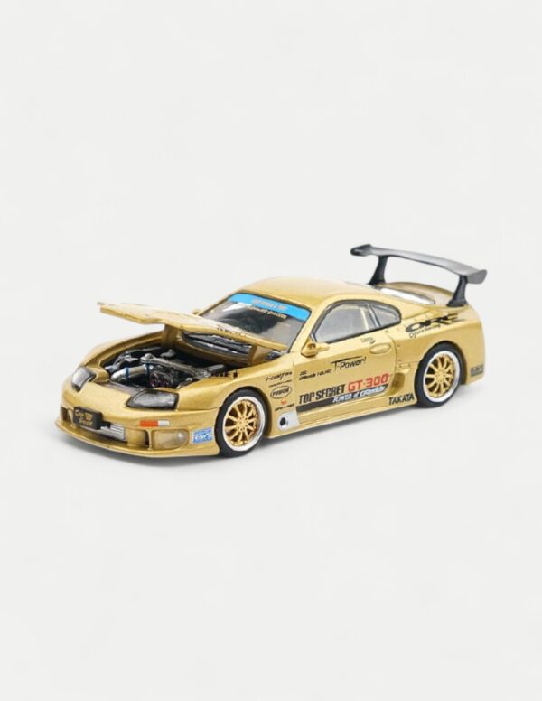 XCARTOYS × POP RACE 1:64 Top Secret Toyota Supra GT300 Diecast - Gold (JZA80)