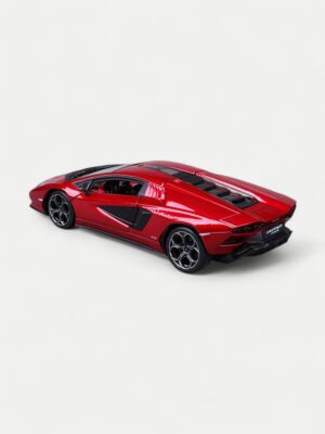 A rear three-quarters view of the Bburago 1:24 Lamborghini Countach LPI 800-4 Red, showcasing its modern hexagonal taillights and engine cover.