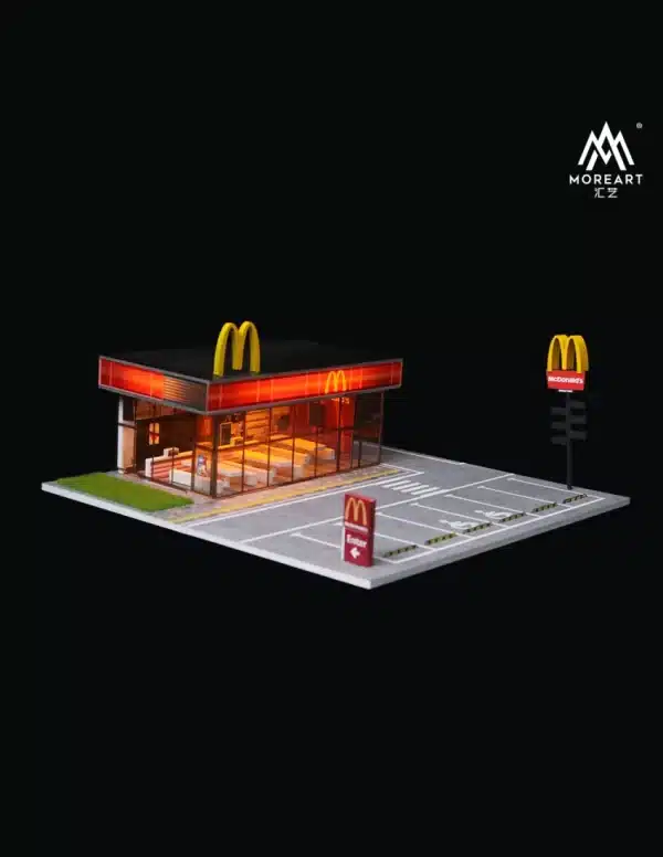 MoreArt 1/64 McDonald's Diorama Scene for Diecast Model Cars with LED Lighting