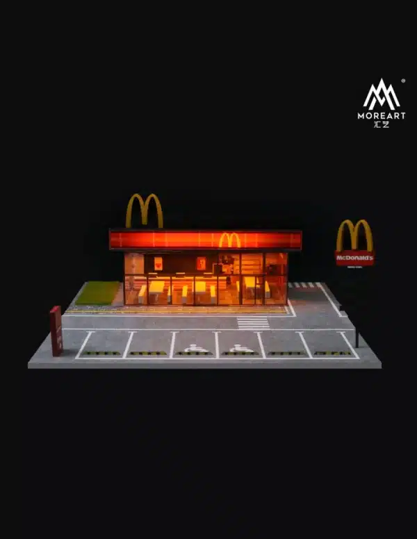 MoreArt 1/64 McDonald's Diorama Scene for Diecast Model Cars with LED Lighting
