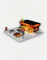 MoreArt 1/64 McDonald's Diorama Scene for Diecast Model Cars with LED Lighting