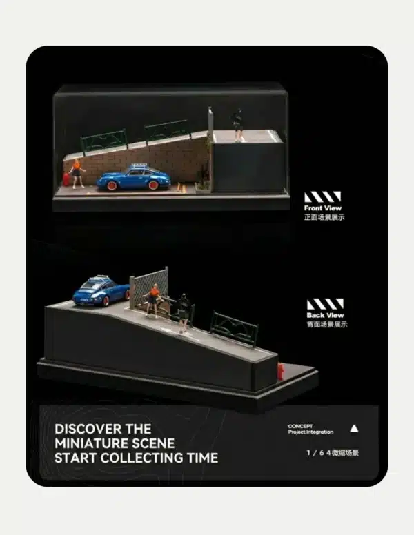 SHOU CANG JIA 1:64 Steep Slope Parking Diorama with Acrylic Display Case