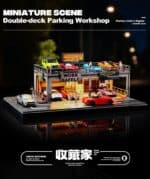 SHOU CANG JIA 1:64 SafeWork Double-Deck Parking Workshop Diorama (LED Light)
