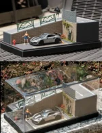 SHOU CANG JIA 1:64 Steep Slope Parking Diorama with Acrylic Display Case