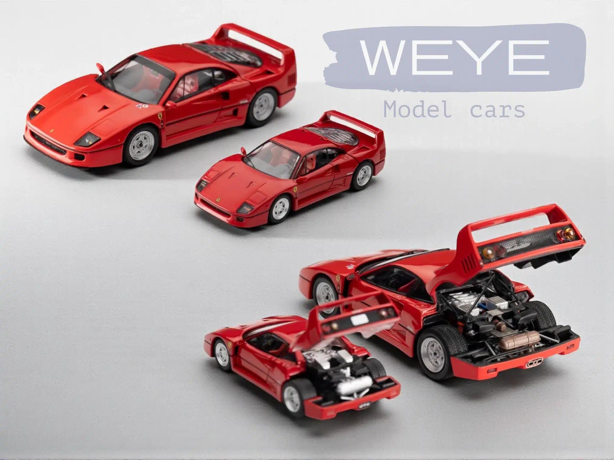 A size and detail comparison of a 1:64 scale vs 1:43 scale model car, using a Tomica Limited Vintage (TLV) and a Kyosho Ferrari F40 to show the differences.