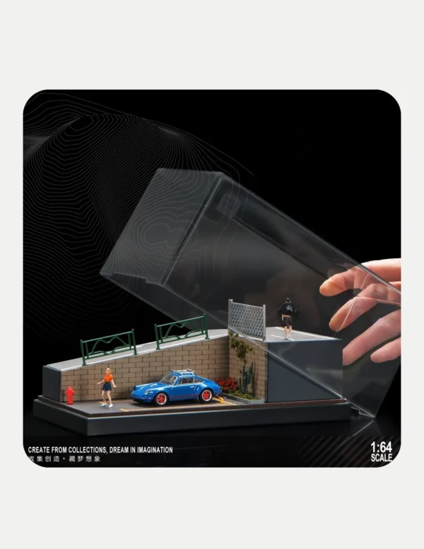 SHOU CANG JIA 1:64 Steep Slope Parking Diorama with Acrylic Display Case
