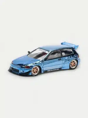 XCARTOYS × POP RACE 1:64 Honda Civic (EG6) PANDEM in Blue Chrome