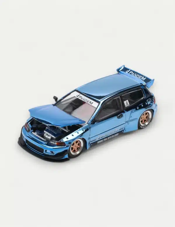 XCARTOYS × POP RACE 1:64 Honda Civic (EG6) PANDEM in Blue Chrome