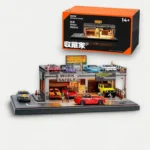 SHOU CANG JIA 1:64 SafeWork Double-Deck Parking Workshop Diorama (LED Light)