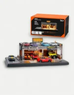 SHOU CANG JIA 1:64 SafeWork Double-Deck Parking Workshop Diorama (LED Light)