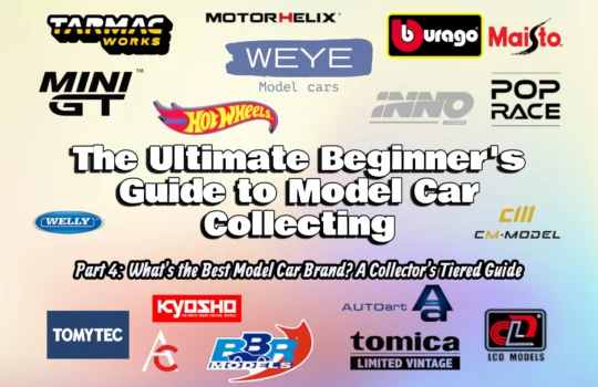 The Weye Model Cars' guide to the best model car brands, featuring logos from MiniGT, AUTOart, BBR, Tomica Limited Vintage (TLV), and all other brands sold at our store.