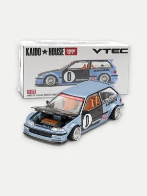 Kaido House x MINI GT 1:64 Honda Civic EF Roulette V1 Light Blue - KHMG179