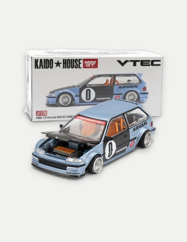 Kaido House x MINI GT 1:64 Honda Civic EF Roulette V1 Light Blue - KHMG179