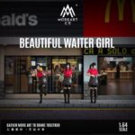 Moreart 1:64 Scale Resin Waiter Girl Figure Set - For Fast Food Diorama (3pcs)