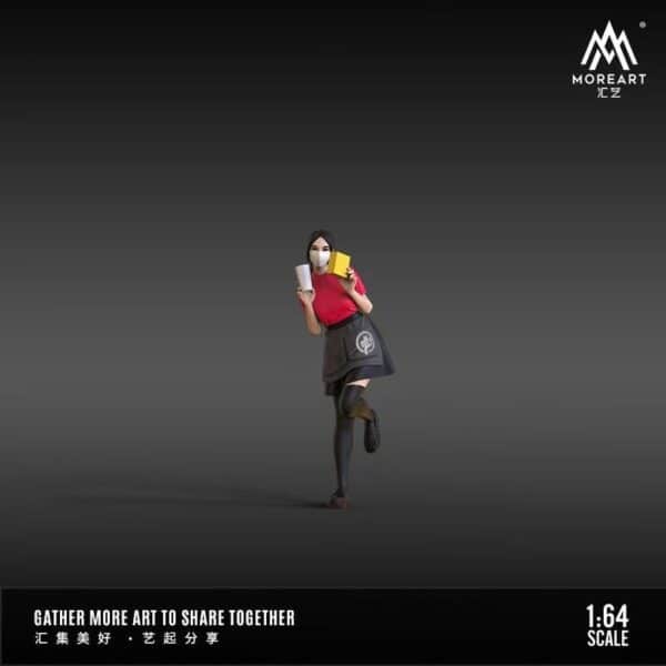 Moreart 1:64 Scale Resin Waiter Girl Figure Set - For Fast Food Diorama (3pcs)