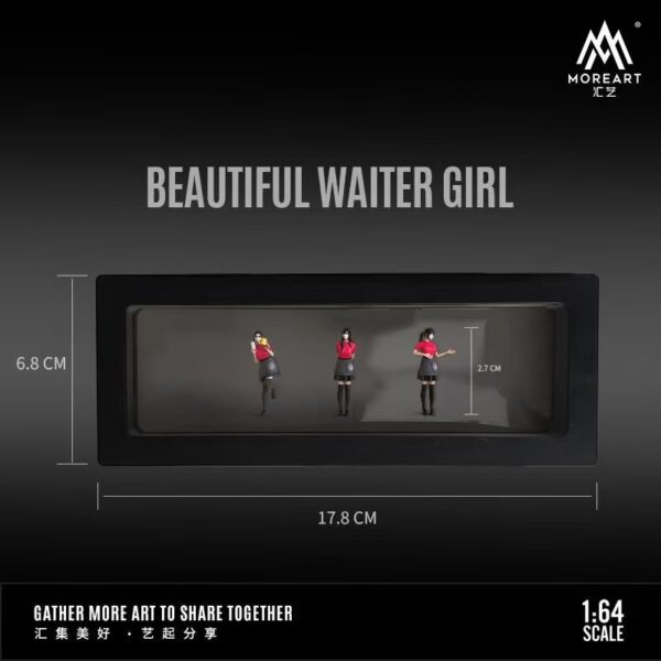 Moreart 1:64 Scale Resin Waiter Girl Figure Set - For Fast Food Diorama (3pcs)