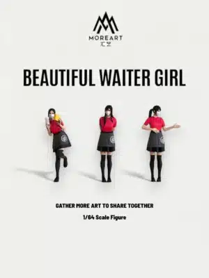 Moreart 1:64 Scale Resin Waiter Girl Figure Set - For Fast Food Diorama (3pcs)