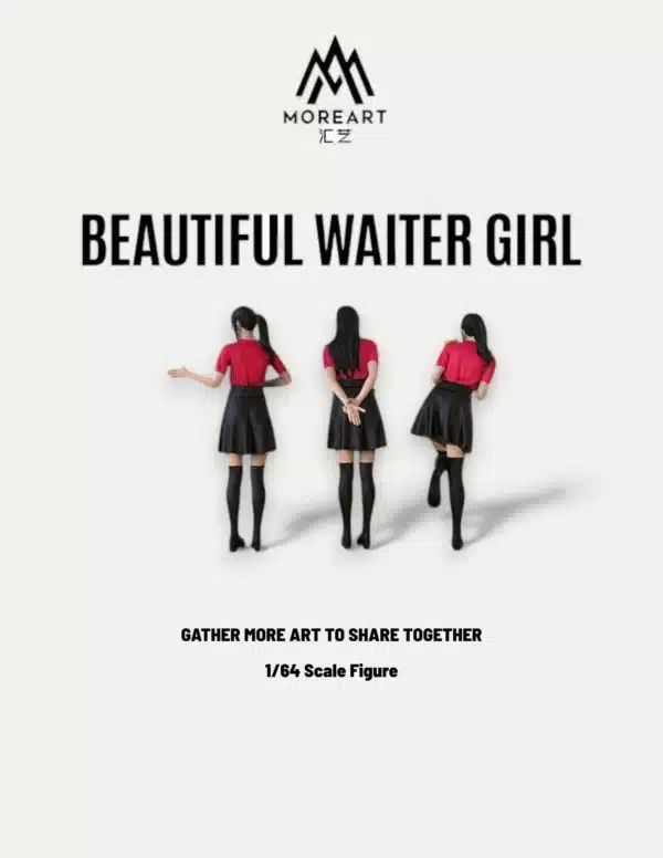 Moreart 1:64 Scale Resin Waiter Girl Figure Set - For Fast Food Diorama (3pcs)
