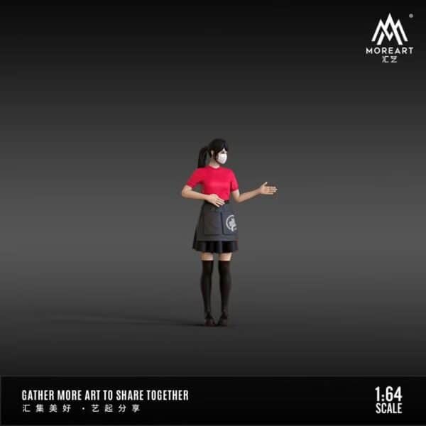 Moreart 1:64 Scale Resin Waiter Girl Figure Set - For Fast Food Diorama (3pcs)