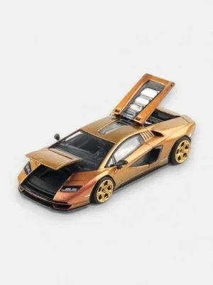 High-detail Pop Race 1:64 Countach LPI 800-4 with opening hood and frunk, revealing intricate engine bay details.