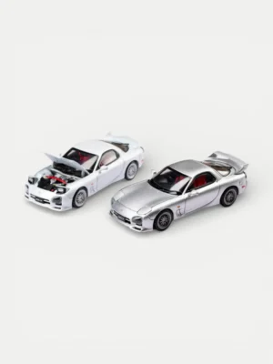 Focal Horizon FH 1:64 Mazda RX-7 FD3S A Spec (Mazdaspeed) - White / Silver
