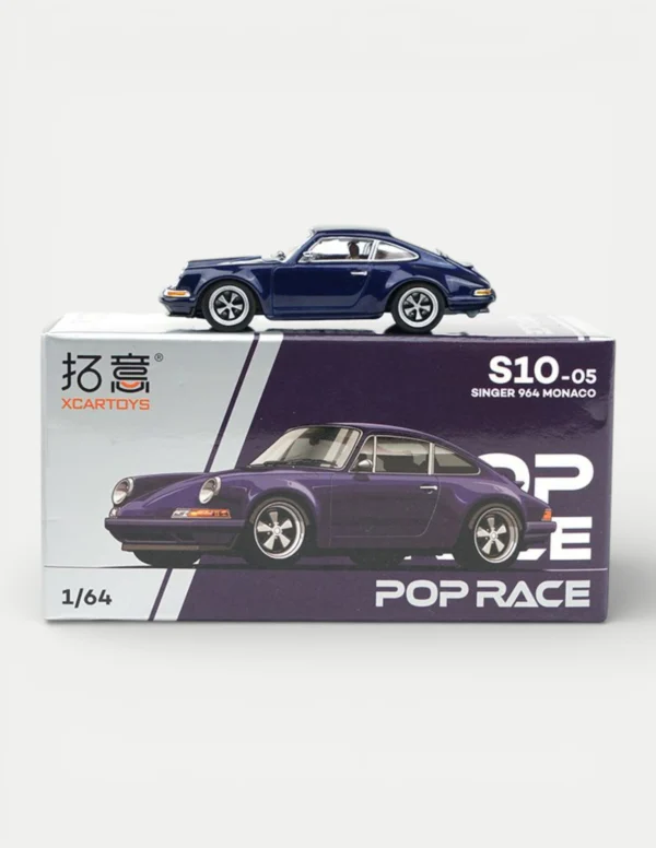 Xcartoys x POP RACE 1:64 Porsche 964 Singer 911 Monaco Commission - Midnight Blue