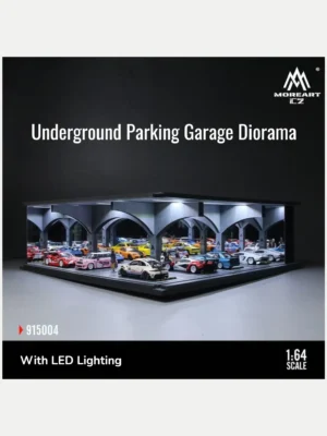 MoreArt 1:64 Underground Parking Garage Diorama - LED Display Case with Mirror Effect