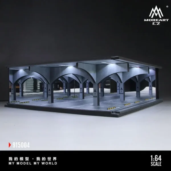 MoreArt 1:64 Underground Parking Garage Diorama - LED Display Case with Mirror Effect