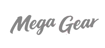 Official Mega Gear brand logo in cursive text for premium 1/64 scale diecast transporters and models.