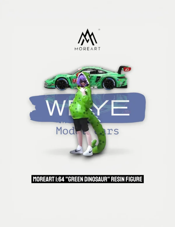 Moreart 1:64 Green Dinosaur Resin Figure – Diorama Accessory for AO Racing Porsche "Rexy"