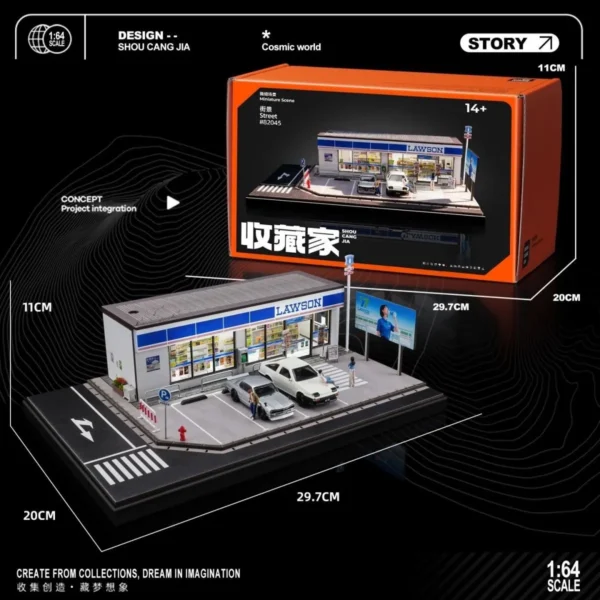 SHOU CANG JIA 1:64 Lawson Convenience Store (Large) Diorama with LED Lighting & Accessories