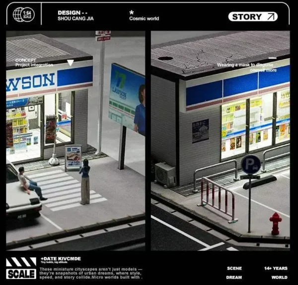 SHOU CANG JIA 1:64 Lawson Convenience Store (Large) Diorama with LED Lighting & Accessories
