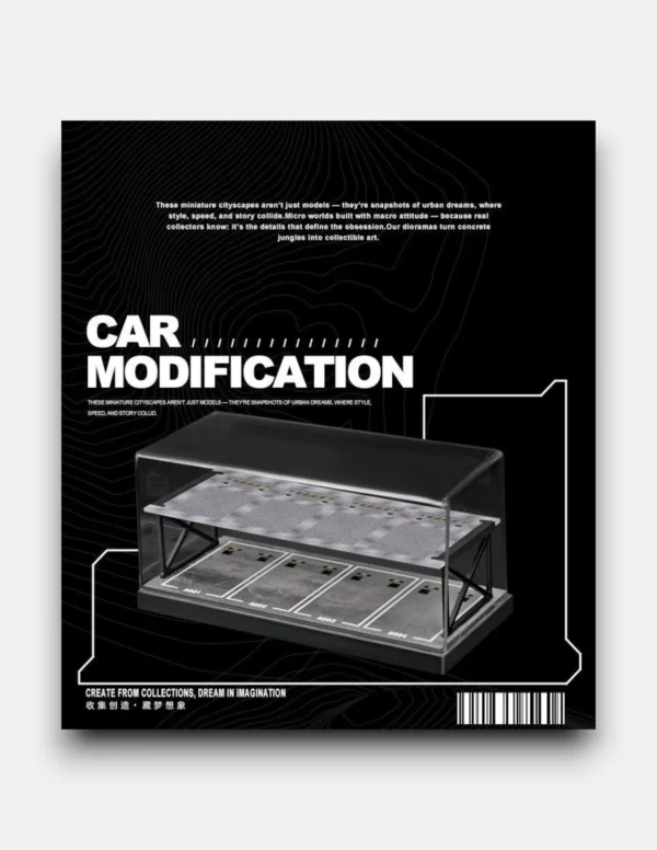 SHOU CANG JIA 1:64 Minimalist Two-Story Parking Garage Diorama Display Case [8-Car Capacity]