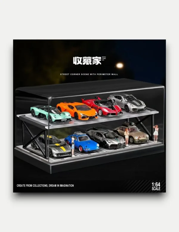 SHOU CANG JIA 1:64 Two-Story Parking Garage Display Case - Weye Model ...