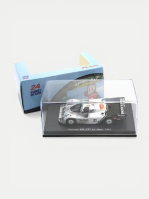 Mint condition Spark 1/64 Porsche 956 Le Mans 1984 model displayed in its original Sparky display case and box.